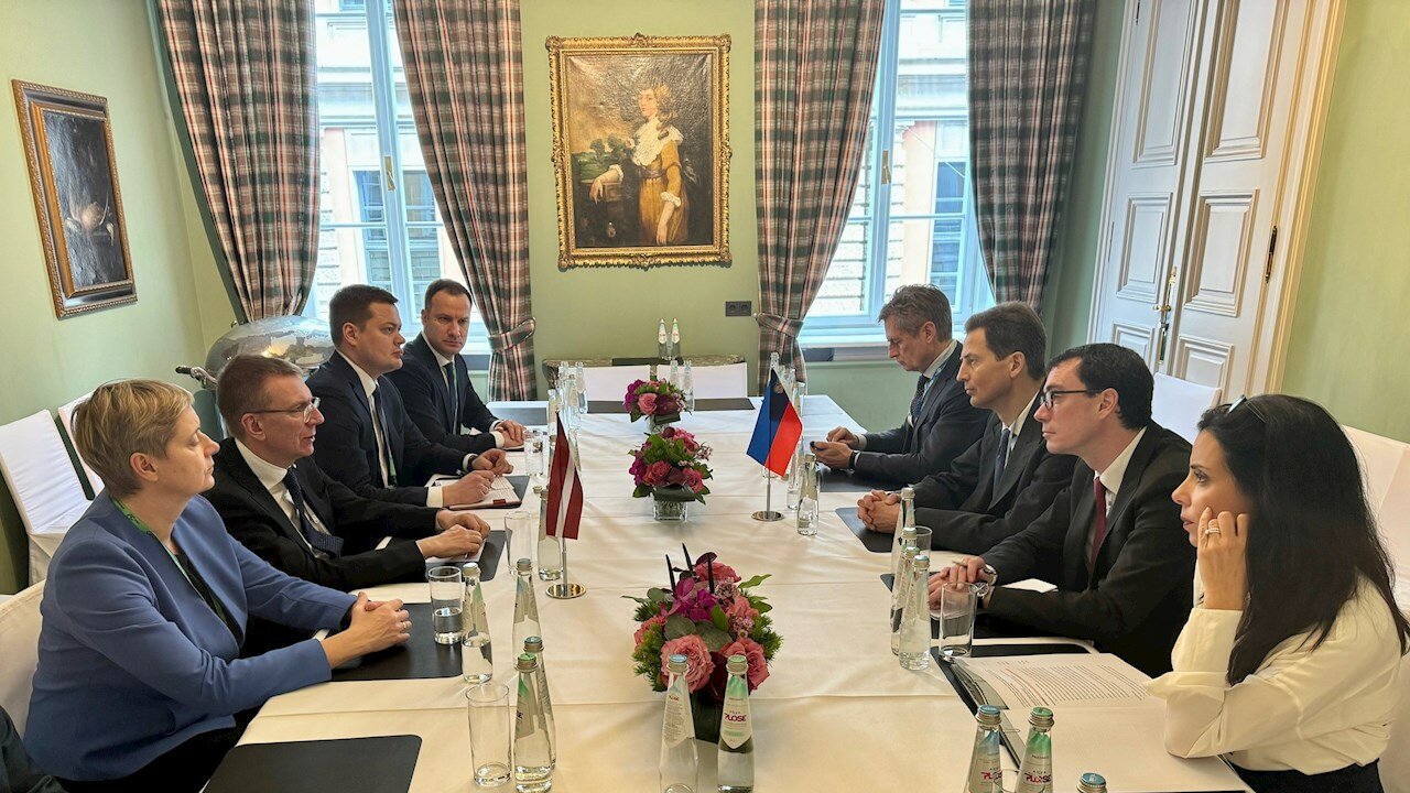 Treffen der liechtensteinische Delegation mit dem lettischen Präsidenten Edgars Rincevics