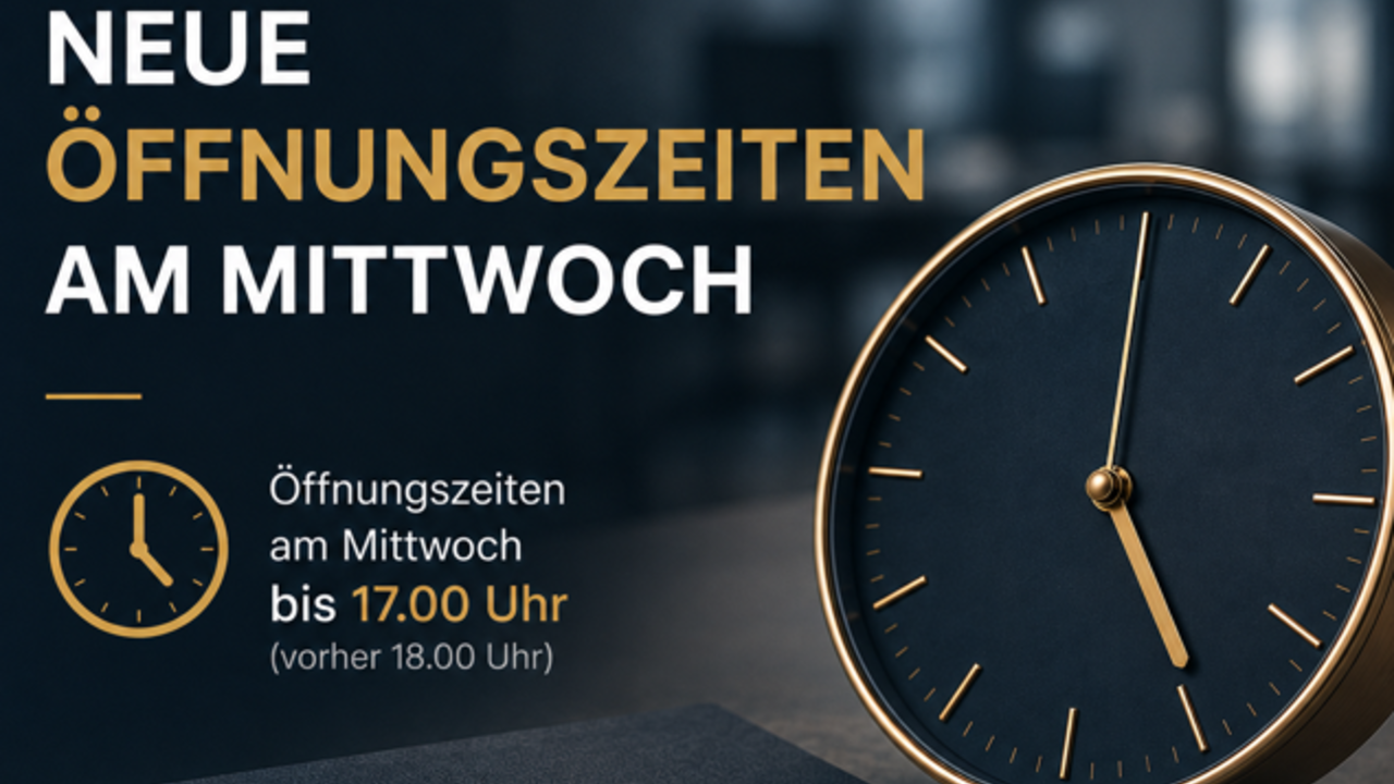 Grundbuch - Neue Schalter Öffnungszeiten am Mittwoch