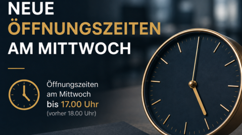 Grundbuch - Neue Schalter Öffnungszeiten am Mittwoch