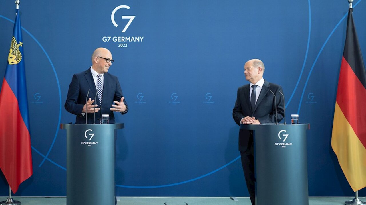 Mediengespräch von Regierungschef Daniel Risch und Bundeskanzler Olaf Scholz