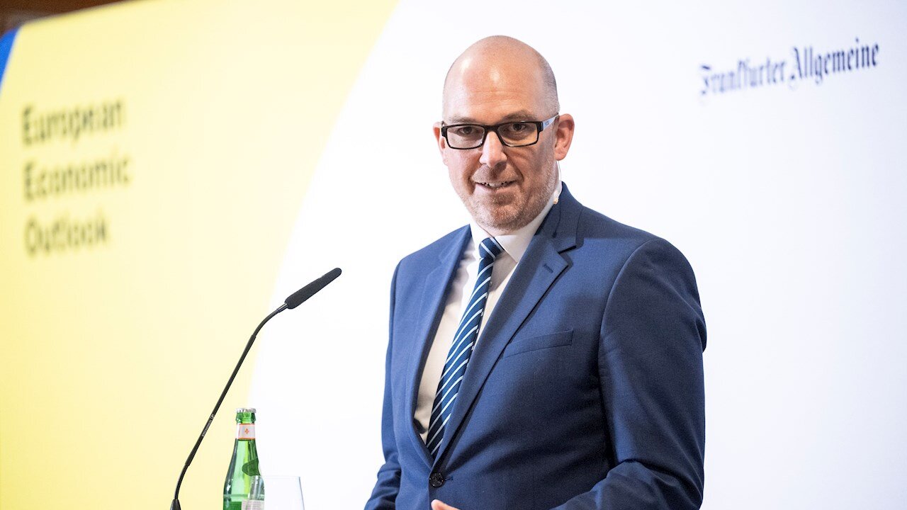 Ansprache von Regierungschef Daniel Risch an der Wirtschaftskonferenz «European Economic Outlook» der Frankfurter Allgemeinen Zeitung zum Thema: «Agilität als Schlüssel zum Erfolg». (Quelle: Marco Urban)
