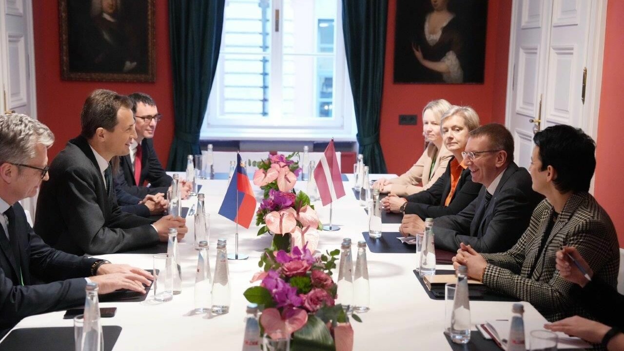 Bilaterales Treffen S.D. Erbprinz Alois von und zu Liechtenstein mit dem Präsidenten von Lettland, Edgars Rinkēvičs.